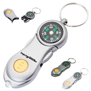 Outdoor Compass Keychain with LED Light