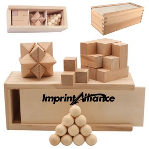 3-in-1 Wooden Kong Ming Lock Brain Teaser Puzzle Gift Set