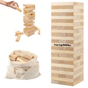 Wooden Tumbling Tower Stacking Game With Pouch