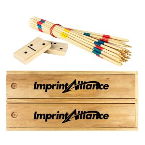 2-in-1 Wooden Dominoes & Pick-Up Sticks Game Set In Box