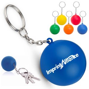 Mini Round PU Foam Stress Reliever Ball Keychain Keyring