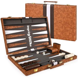 15 Inch Backgammon Board Game Suitcase Set