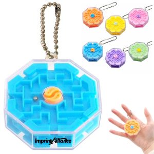 Portable Mini Octagon Maze Puzzle Keychain Fidget Toy