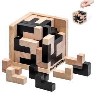 3D Wooden Interlocking Cube Brain Teaser Puzzle