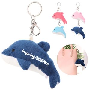 Mini Soft Plush Blue Dolphin Stuffed Animal Keychain