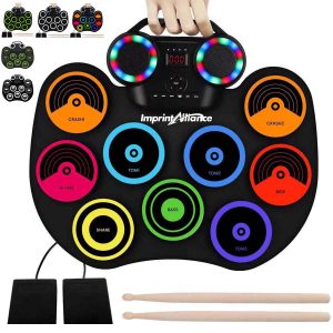 Portable Roll-Up Rainbow Electronic Drum Pad Set