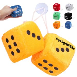 Mini Soft Plush Fuzzy Dice Hanging Car Decor Toy